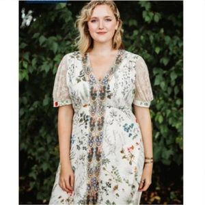 Anthropologie Geisha Designs Floral Garden Lace Donna Dress Large